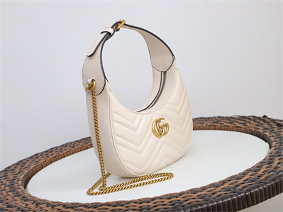 Gu.cci GG Marmont Half Moon Shaped Mini Bag White 699514
