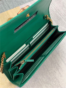 Gu.cci Diana Chain Wallet Green Leather 658243