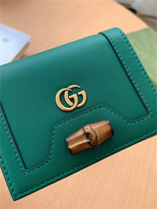 Gu.cci Diana Card Case Wallet Green Leather 658244