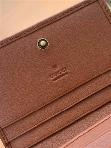 Gu.cci Diana Card Case Wallet Brown Leather 658244