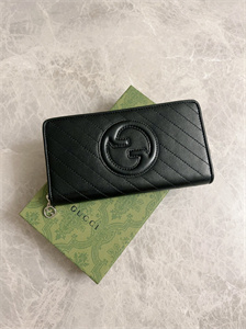 Gu.cci Blondie Zip Around Wallet Black Leather 760312
