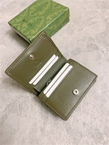 Gu.cci Blondie Card Case Wallet Dark Grey Leather 760317