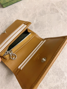 Gu.cci Blondie Card Case Wallet Brown Leather 760317