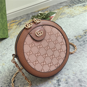 Gu.cci Ophidia GG Mini Round Shoulder Bag Pink 550618