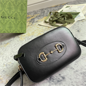 Gu.cci Horsebit 1955 Small Shoulder Bag Black Leather 760196