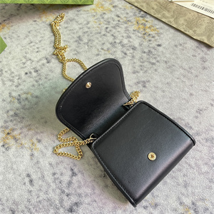 Gu.cci Blondie Medium Chain Wallet Black Leather 725219