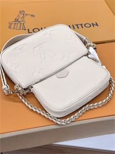 L.V Multi Pochette Accessories Monogram Empreinte Grained Cowhide Cream M80399
