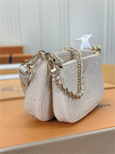 L.V Multi Pochette Accessories Monogram Empreinte Grained Cowhide Cream M80399