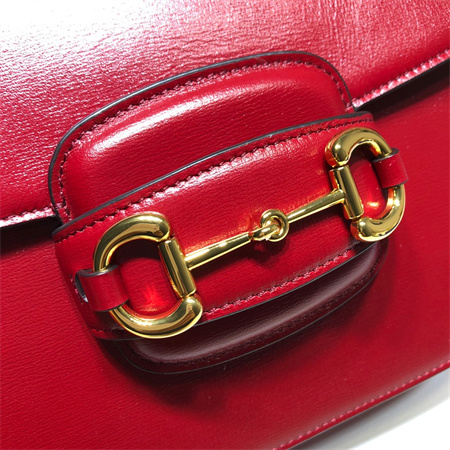 Gu.cci Horsebit 1955 Shoulder Bag Red Leather 602204
