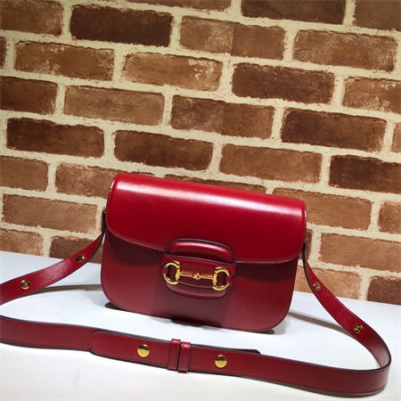 Gu.cci Horsebit 1955 Shoulder Bag Red Leather 602204