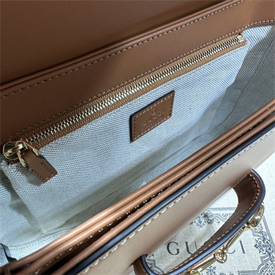 Gu.cci Horsebit 1955 Shoulder Bag Brown Leather 602204