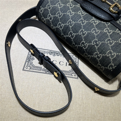 Gu.cci Horsebit 1955 Shoulder Bag Denim Blue 602204