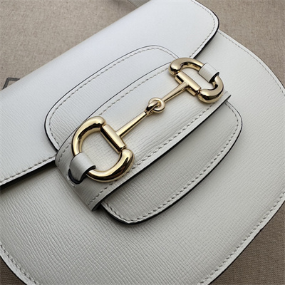 Gu.cci Horsebit 1955 Mini Rounded Bag White Leather 760191