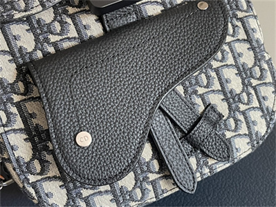 Di.or Mini Gallop Sling Bag Beige & Black oblique Jacquard Black Grained Calfskin