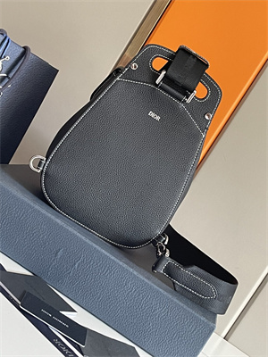 Di.or Mini Gallop Sling Bag Black Grained Calfskin