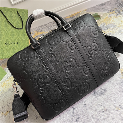 Gu.cci Jumbo GG Briefcase Black leather 658573