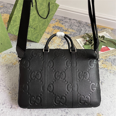 Gu.cci Jumbo GG Briefcase Black leather 658573