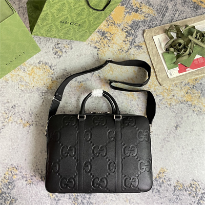Gu.cci Jumbo GG Briefcase Black leather 658573