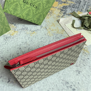 Gu.cci Pouch Canvas with GG Detail Red 768255