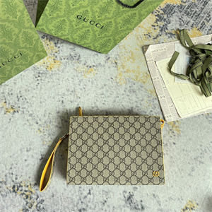 Gu.cci Pouch Canvas with GG Detail Yellow 768255