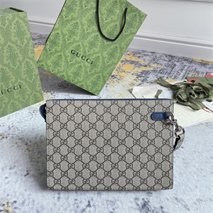 Gu.cci Pouch Canvas with GG Detail Blue 768255