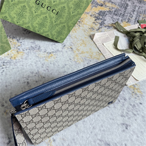 Gu.cci Pouch Canvas with GG Detail Blue 768255