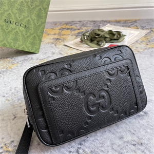 Gu.cci Jumbo GG Pouch Black Leather 760245