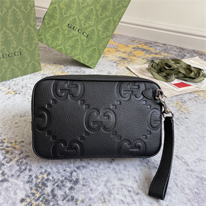 Gu.cci Jumbo GG Pouch Black Leather 760245