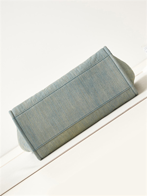 Cha.nel Deauville Large Shopping Bag Washed Denim Silver Tone Metal A66941