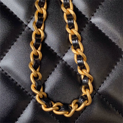 Cha.nel Small Flap Bag Calfskin With Gold Ball Gold Tone Metal Black AS2649