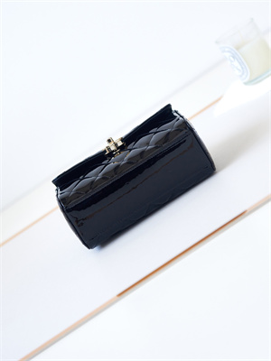 Cha.nel Small Box Bag Patent Calfskin & Gold-Tone Metal Black AS4511