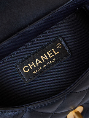 Cha.nel Small Flap Bag With Top Handle Lambskin Gold Tone Metal Black AS4573