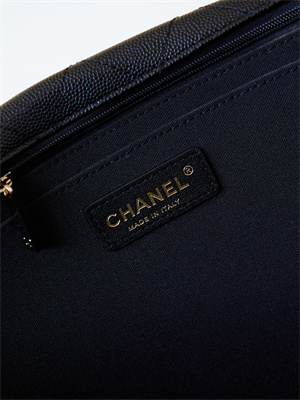 Cha.nel CF Airport Bag Grained Calfskin Gold Tone Metal Black AS4661