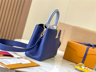 L.V Capucines MM Bag Taurillon Leather Dark Blue/Light Blue M59466