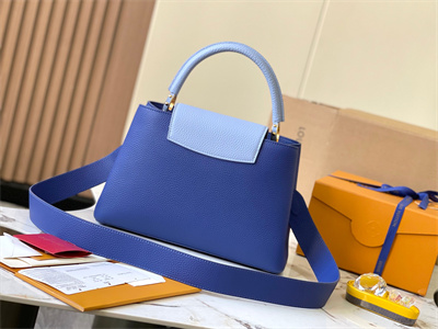 L.V Capucines MM Bag Taurillon Leather Dark Blue/Light Blue M59466