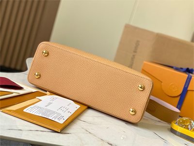 L.V Capucines MM Bag Taurillon Leather Dark Beige/Pink M59466