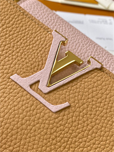 L.V Capucines MM Bag Taurillon Leather Dark Beige/Pink M59466