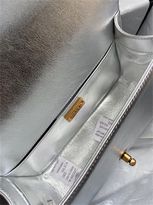 Cha.nel Medium Leboy Bag With Top Handle Python Leather Gold Metal A94804