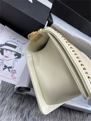 Cha.nel Medium Leboy Bag With Top Handle Python Leather Gold Metal A94804