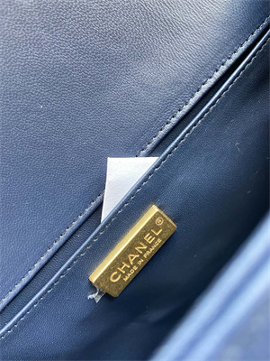 Cha.nel Medium Leboy Bag With Top Handle Python Leather Gold Metal A94804