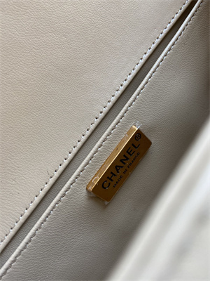 Cha.nel Medium Leboy Bag With Top Handle Python Leather Gold Metal A94804