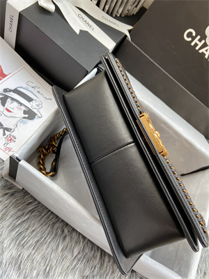 Cha.nel Medium Leboy Bag With Top Handle Python Leather Gold Metal A94804