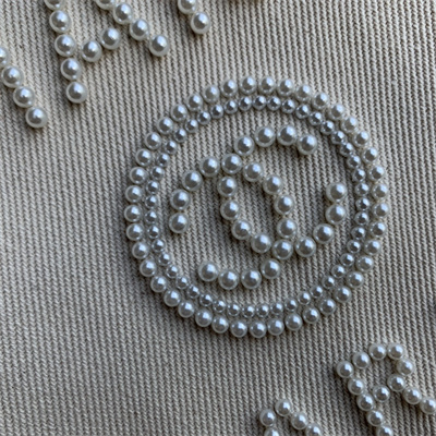 Cha.nel Deauville MM Shopping Bag Bead Mixed Fibers Gold Tone Metal Cream A67001