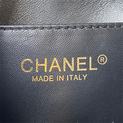 Cha.nel Small Hobo Bag Lambskin Gold Tone Metal Black AS3223