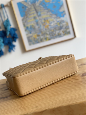 Cha.nel Vintage Large Shopping Bag Calfskin Gold Tone Metal Beige A99