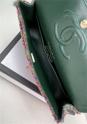 Cha.nel Medium Classic Flap Bag Tweed Gold Tone Metal Colorful A01112