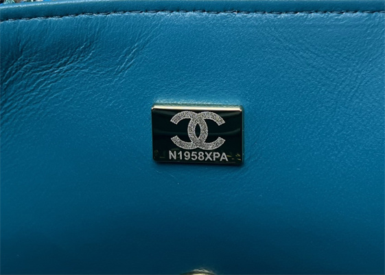 Cha.nel Mini Classic Flap Bag Tweed Gold Tone Metal Blue A01116