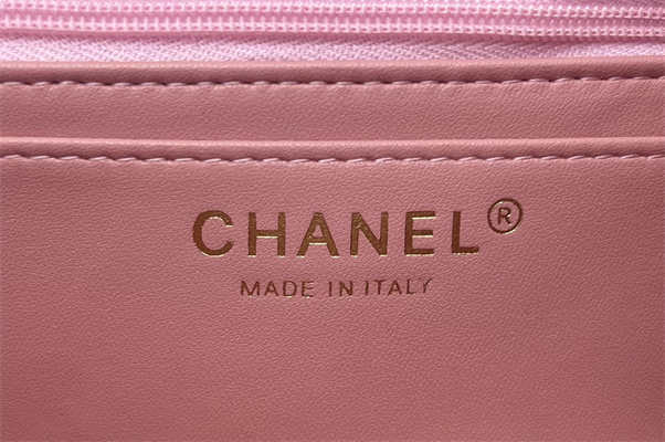 Cha.nel Mini Classic Flap Bag Tweed Gold Tone Metal Pink A01116