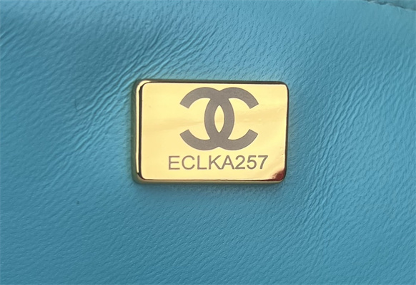 Cha.nel Mini Classic Flap Bag Tweed Gold Tone Metal Blue A01116