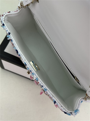 Cha.nel Mini Classic Flap Bag Tweed Gold Tone Metal Colorful A01116